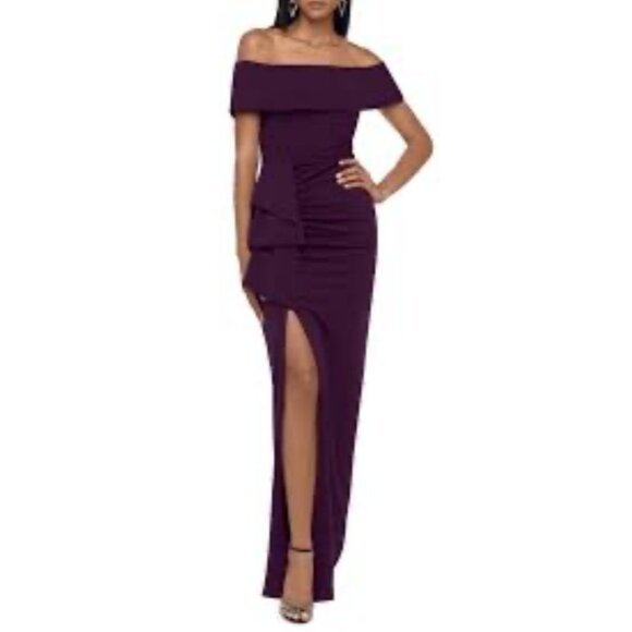 Xscape Formal Long Dress 14W Burdundy Party Gala Cruise Wedding Washable NEW - Picture 5 of 15